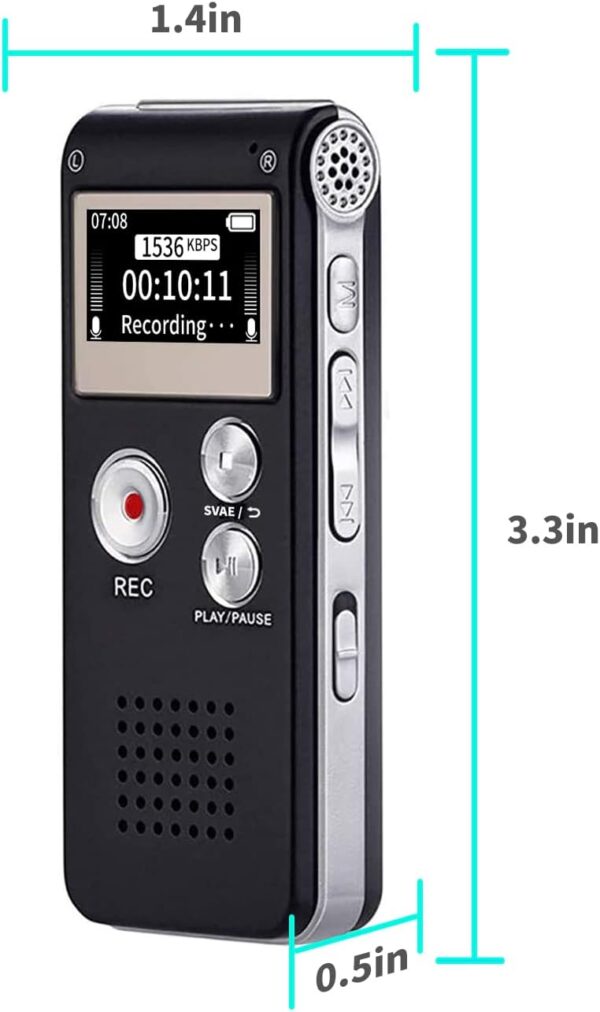 Sunlan Digital Voice Recorder 16GB Voice Recorder with Playback for Lectures - Image 2