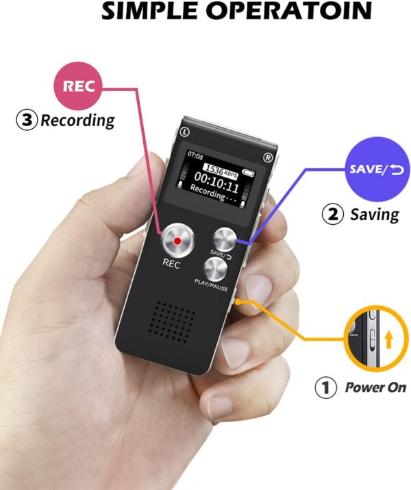 Sunlan Digital Voice Recorder 16GB Voice Recorder with Playback for Lectures - Image 6