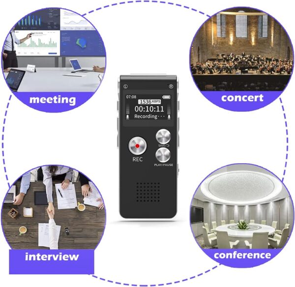 Sunlan Digital Voice Recorder 16GB Voice Recorder with Playback for Lectures - Image 7