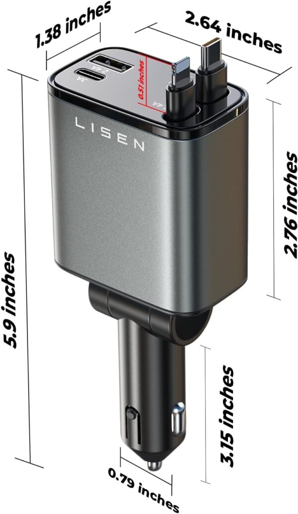 LISEN Retractable Car Charger - Image 2