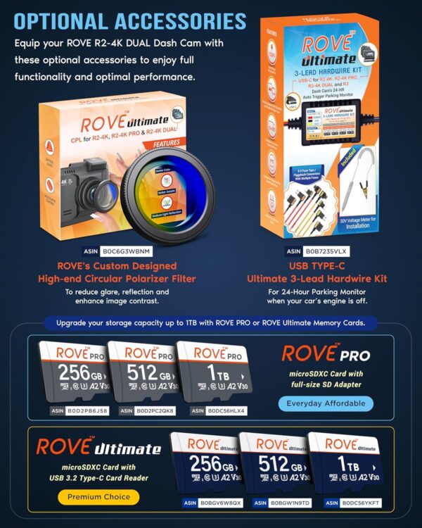 ROVE R2-4K DUAL Dash Cam Front and Rear - Image 4