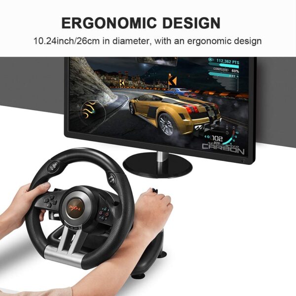 PXN PC Racing Wheel, V3II 180 Degree Universal Usb Car Sim Race Steering Wheel with Pedals - Image 4