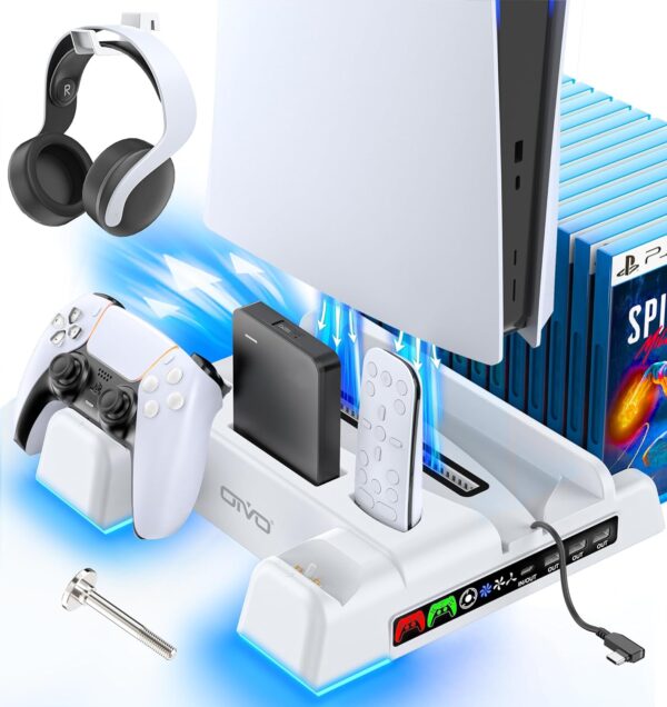 PS5 / Slim/Pro Stand and Cooling Station with LED Controller Charging Station