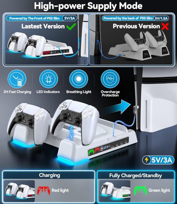 PS5 / Slim/Pro Stand and Cooling Station with LED Controller Charging Station - Image 5