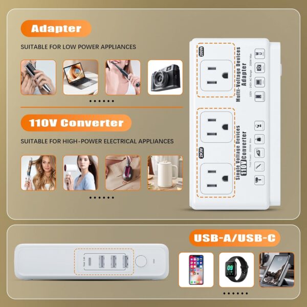 Kruuue 220v to 110v Travel Voltage Converter - Image 5